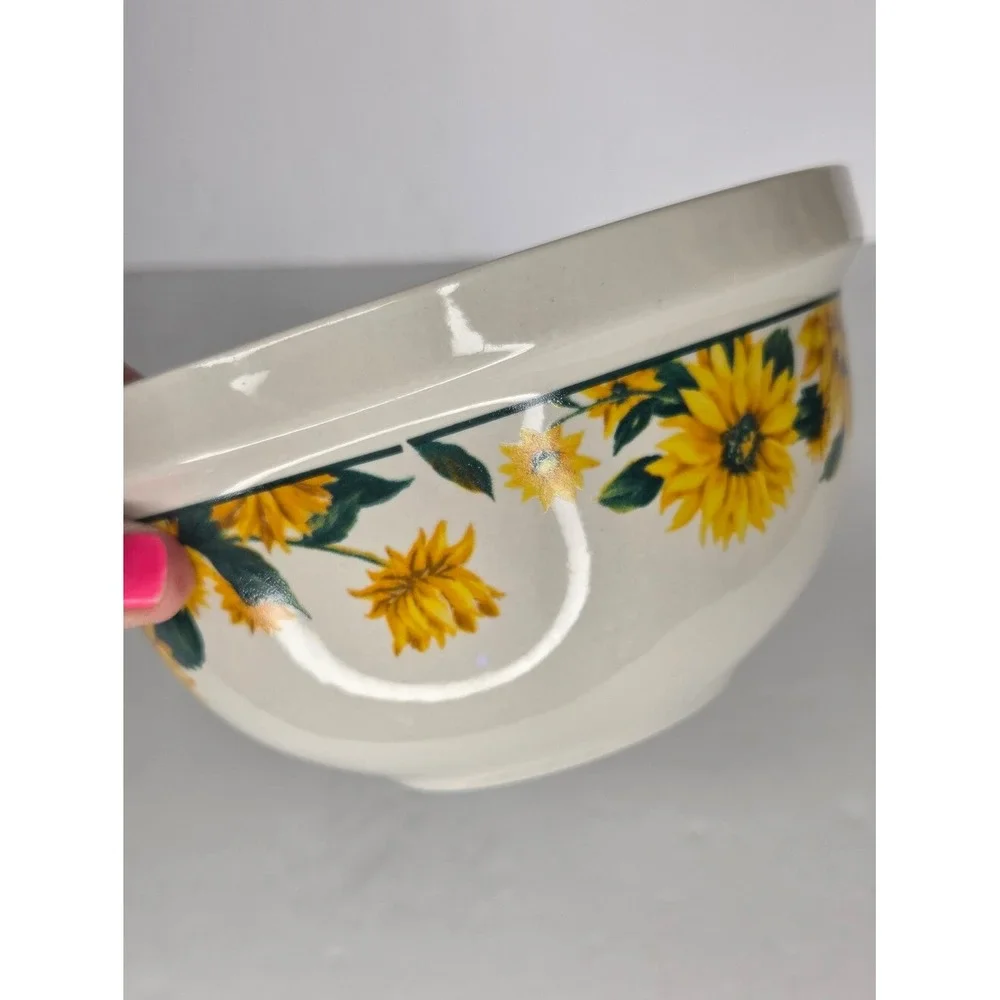 Tender Heart Sunflower‎ Stoneware Mixing Bowl Yellow Floral Fall Holiday